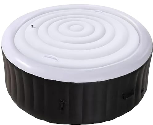 Tlswshsy Aufblasbare Whirlpool-Abdeckung, energiesparender Deckel für runden Whirlpool, faltbar, schützende Regenüberlaufabdeckung für aufblasbare Whirlpools im Freien