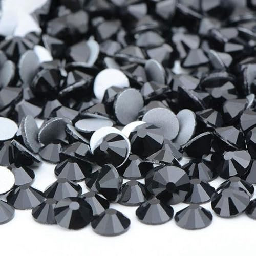 100Gross Großpackung Kristall SS6 8 10 12 16 20 30 AB Farbe Glas Strasssteine Nicht Hot Fix Flache Rückseite Strass DIY Nagelsteine-03 Schwarz-SS10 100gr 14400Stk