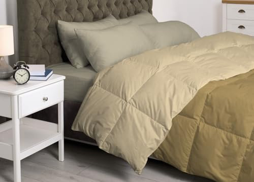 BIANCHERIAWEB Interno Imbottitura Piumino Invernale 300gr/mq in Piuma D'Oca Bicolor 1 Piazza e Mezza Panna-Tortora