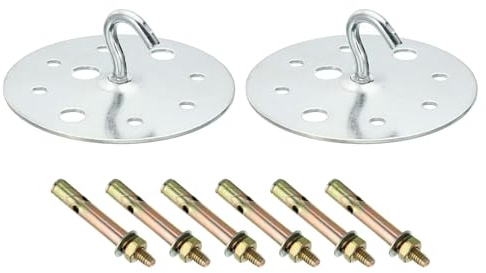 PATIKIL 220 Libras 95mm Acero Techo Ganchos, 2uds Techo Ventilador Gancho Almohadilla Ojos Placa Pared Percha Herraje con Montaje Tornillos para Colgar Lámpara Planta Cestas