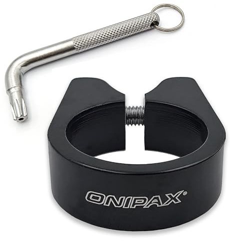 ONIPAX Anti-Theft Bicycle Seatpost Clamp - Secure 7-Lobe Pin Bolt with Specialized Security Key - CNC Machined Aluminum Alloy Seat Post Collar - 31.8mm / 34.9mm - Black
