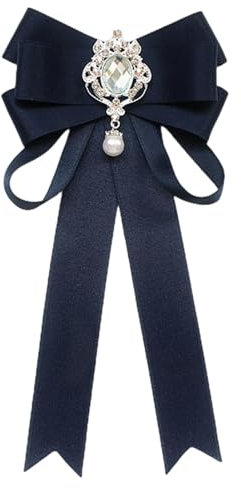 Baoblaze Fliege für Damen, Brosche, Anstecknadel, Fliege, Zubehör, formell, einfarbig, für Mädchen, Klassische Damen-Krawatte, Krawatte für Uniform, Navy blau