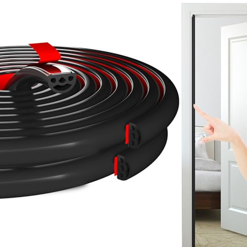 Hzetuu Fensterdichtung, Isolierung, Türdichtung, Gummiband, Türdichtung, Schalldämmung, D-Porenprofil, selbstklebend, für Tür, Dichtband (Schwarz, 10 m)