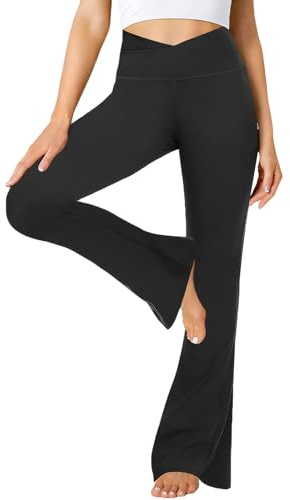 Getervb Pantaloni da Yoga Donna Vita Alta V-Cross Leggings Bootcut Pantaloni a Zampa Push Up Gamba Larga Leggings Sportivi Palestra Danza Casual