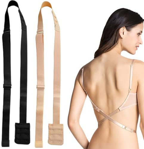 2 Pack Rallonge Soutien Gorge Convertisseur Dos Nu Bas, Parfait pour Les Robes Dos Nu,V Profond Robe Mariage Fête, Extensions pour Rallonge Soutien Gorge Dos Nu pour Femmes Dames et Filles
