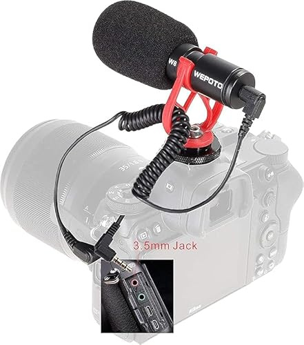 WEPOTO V8 Microfono cardioide a condensatore, microfono professionale per DSLR/videocamera/action camera/iPhone/Android/PC, include supporto antiurto in ABS e parabrezza, microfono per streaming