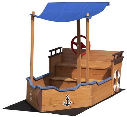 Bac à sable en bois pour enfants avec auvent, bancs, rangement, tissu non tissé pour jardin, maison, pelouse, jardin