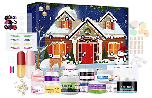Damen-Adventskalender 2024, Weihnachts-Beauty-Geschenkbox, Countdown-Kalender, Kreative Beauty-Box Inklusive Nagelaufkleber und Gesichtscreme, für Frauen und