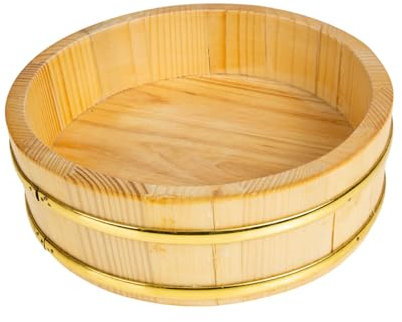 MAGICLULU Cubo De Sushi Tazón De Sushi Bandeja Redonda Para Servir Hangiri Ok Tazón De Agua De Papel De Arroz Cubo De Arroz Redondo Chino Tabla De Lámina De Madera Khaki