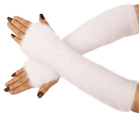 Cosmeria Fingerless Gloves Damen, Klassische Gothic Armstulpen, Warme Und Weiche Lange Handschuhe Für Herbst Und Winter, Frei Größe, Perfekt Für Goth Outfits