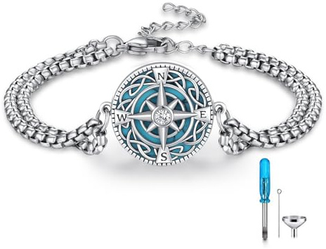 REDSUN Urnen Armband 925 Sterling Silber Libelle/Schmetterling/Kompass/Viking Keltische Knoten/Lotus Urne Armreifen für Asche Memorial Keepsake Kremation Feuerbestattung Schmuck für Damen Herren