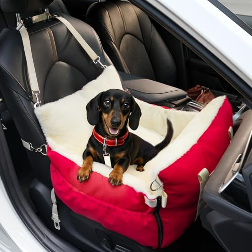 SIVEIS 3-in-1 Hundesitz fürs Auto & Reisebett für kleine Hunde – Tragbarer Autositz mit erweiterbarer Liegefläche, gepolstertem Kissen, für Vorder- oder Rücksitz, innen & außen