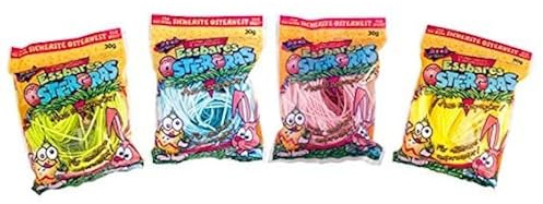 Essbares Ostergras in 4 verschiedenen Farben, geeignet zum Dekorieren für das Osternest und zum Vernaschen, im 30 g Beutel