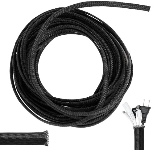 Zephyrcraft 4 Metri Guaina Protezione per Cavi (8 Mm), Ritardante di Fiamma Fino A 600°C, Guaina Cavi Sicura per Cani e Gatti, Elettrodomestici Auto Casa, Può Nascondere 1 Filo, Nero