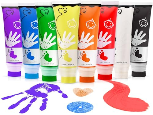 TOGOU2S Colori a Dita per Bambini Atossici Con Testa In Spugna 8 Colori Lavabile 75 ml/tubo, Colori a Dita Adatto per i Regali di Educazione Precoce dei Bambini, Pittura Fatta a Mano
