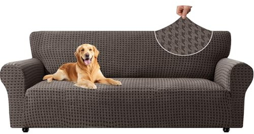 YSTELLAA Elasticas Funda Sofa 3 Plazas con Reposabrazos, Marrón | Universal Fundas De Sofa Ajustables, Lavables, Antideslizante, Antiarañazos, Antimanchas, Confort Suavidad