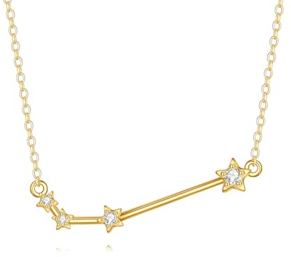 KECHO 14 Karat Gold Widder Halskette Sternzeichen Anhänger Echtgold Schmuck Geschenk für Damen