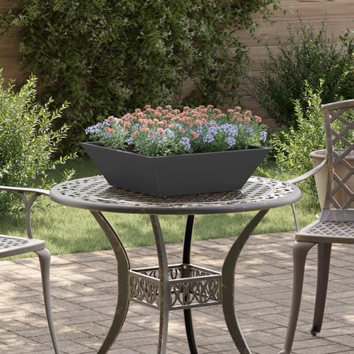 HaoChrymec Lot de Jardinières with Plastique Résistant, Design Moderne, Jardinières Extérieur, Bac à Fleurs Extérieur, Jardinière Balcon, Balconnière Extérieure, Noir, 50 x 50 x 15 cm