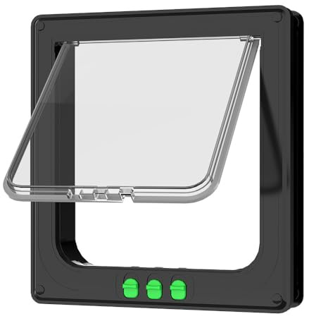 Katzenklappe Innentür für Fliegengitter Hundeklappe Katzenklappen & Auennetze, Sureflap Katzenklappe Haustiertür für Innentür/Zimmertür/Fenster, Fliegengitter-tauglich (Schwarz, XL)