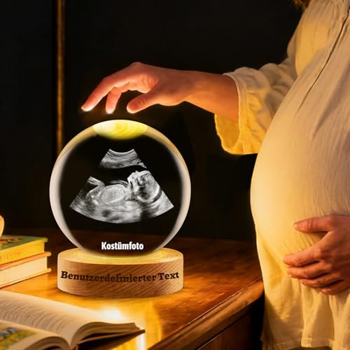 Personalisierte 3D Foto Kristallkugel Anpassbar Bild Text Personalisiert Gravur Ultraschall-Fotos-Kristallkugels Geschenk zur Weihnachten Muttertag Jahrestag (3D-Ultraschall-Kristallkugel)