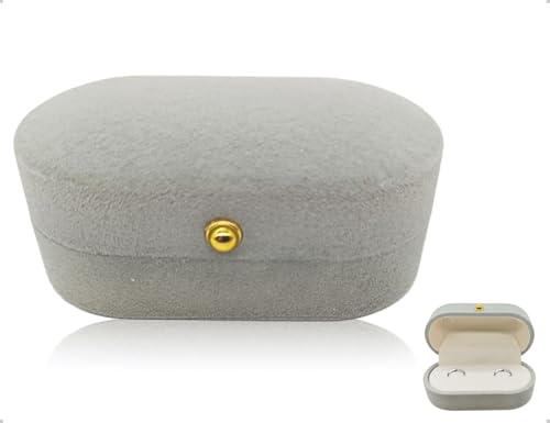 OHYANYAO Coffret en Velours Pour Bagues,Bijoux,Boîte de Rangement,Étui à Bijoux,Pour Fiançailles,Demande en Mariage,Mariage,Rangement et Présentation de Bijoux(Gris)
