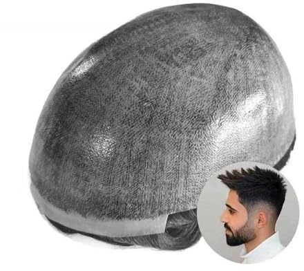 Für Männer Toupet for Männer, 0,1–0,12 mm dünne Haut, Injektion, PU-Basis, Männer-Haarsystem, Einheit, indisches Menschenhaar-Ersatzsystem, weiche männliche Haarprothese Perückenkopf(Dark Brown,7x10)