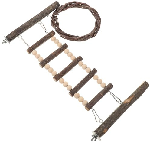 JUMPLAWN Scala per Pappagalli in Legno Marrone con Funzione di Stimolazione Cognitiva e Ampliamento dello Spazio di Attività, per Gabbie e Decorazione Domestica