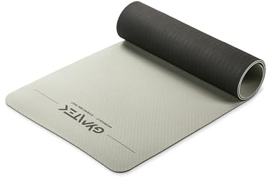 Gymtek Gymnastikmatte 181,5 x 61 x 0,6cm – Yogamatte – Rutschfest - für Fitness - Pilates & Gymnastik – Material: TPE – Workout – Pilatesmatte - Sportmatte - Grau-Schwarz