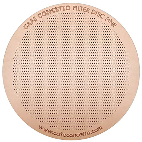 CAFE CONCETTO Filter for use in AeroPress Go/AeroPress Coffee Makers - Disc Fine - Reusable - Premium Coated Stainless Steel (Rose Gold, Metal) - Brew Tips Included
