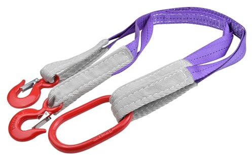 Lifting Slings Straps with Hooks - 3.3 FT, 4409LB Pounds Capacity, Polyester Bridle Sling, Heavy Duty Two Leg Rigging Strap for Engines, Cranes, Hoists, Truck, Two PCS Purple