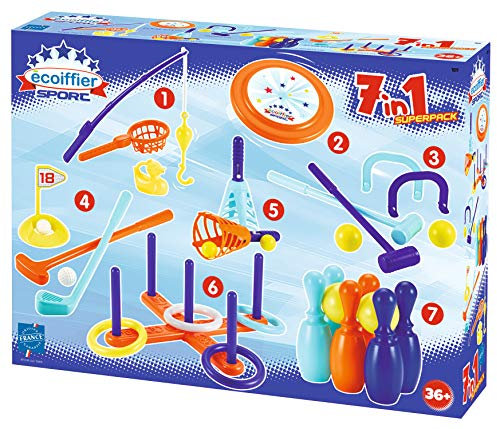 Jouets Ecoiffier Bowling -189 - Pack 7 jeux d'adresse – Jeux de plein air pour enfants – Dès 3 ans – Fabriqué en France L