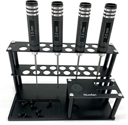 Nuofan Tournevis Organisateurs Tournevis Kit de support de rangement Outils RC Plateau à vis intégré Tournevis Pince pour tournevis cruciforme hexagonal Kit d'outils RC Organisateurs