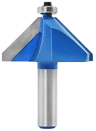 Dreneco Fresa per smusso e smussatura 45 gradi, fresa per Smussare punta in metallo duro con attacco 1/2 pollice, fresa per lavorazione del legno (attacco 1/2,45 gradi)