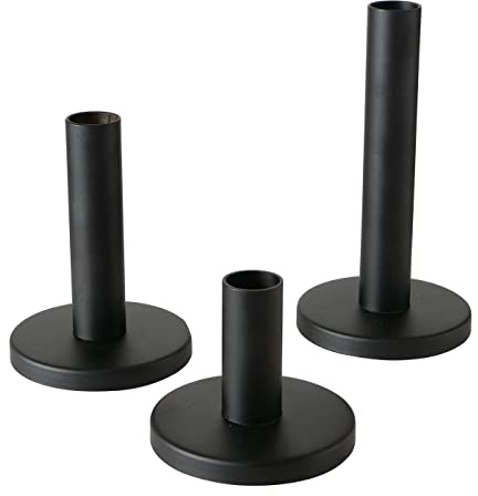 BOLTZE Kerzenleuchter Malko für Stabkerzen 3er Set aus Metall Schwarz Modern Kerzenständer Kerzenhalter Rund Tischdeko Skandinavisch Design | 3-teiliger Kerzenleuchter aus mattem schwarzem Eisen im minimalistischen skandinavischen Stil.