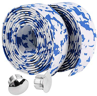 BOROCO 2 STÜCKE Fahrrad Lenker Typ Camouflage Reflektierendes Grip Wrap Tape Radfahren Rennrad Lenkerband(Blau+Weiß)