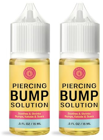 Base Labs 2-Pack Keloid Bump Removal & Piercing Bump Treatment Shrinking Drops | Bump Free Piercing Aftercare | Piercing Cleaner & Keloid Scar Removal | for Piercing Bumps and Keloids 1 oz / 30ml
