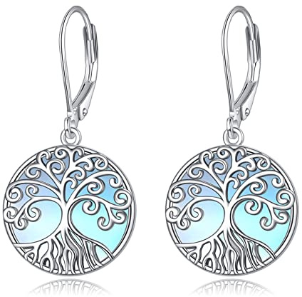 Mondstein Ohrringe für Damen 925 Sterling Silber Filigran Mondstein Tropfen Ohrringe Leverback Schmuck Geschenke