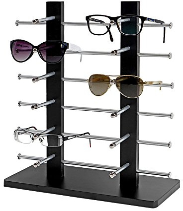 Mendler Brillenständer Vendee-AM, Brillenhalter Brillendisplay für 12 Brillen, 42x39cm - schwarz