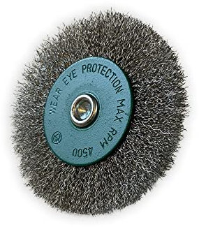 Brosse rotative circulaire métallique sur tige Ø 100 mm | Fil inox souple Ø 0,20 mm | Epaisseur 12 mm | 2 rangs | Pour perceuse ou visseuse à mandrin | Kibros 26100IV12