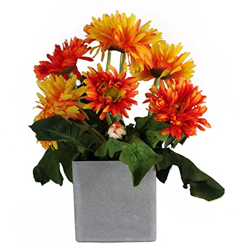 Leaf Margarita Artificial en Maceta, Margarita en Maceta de Naranja, 33 cm