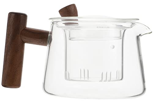 Yardwe Glass Teapot Infuser Stovetop Design Capacity Heat Resistant for Home Office Use for Loose Leaf Blooming Tea Easy to Clean Construction