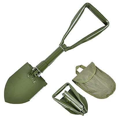 Pala pieghevole militare, strumento di sopravvivenza portatile multifunzionale con custodia per il trasporto per escursionismo, campeggio e viaggi (47 x 11 cm)