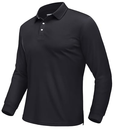 EKLENTSON Mens Long Sleeve Polo Shirts Quick Dry Golf Tennis Work T Shirts