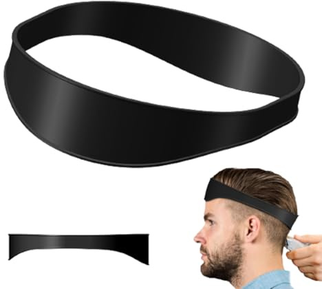 PLABBDPL Fascia Taglio Capelli Curva in Silicone, Neckline Shaving Template and Hair Trimming Guide, Fascia Curved Silicone Haircut Band for DIY Home Haircuts per Uomo, Silicone antiscivolo