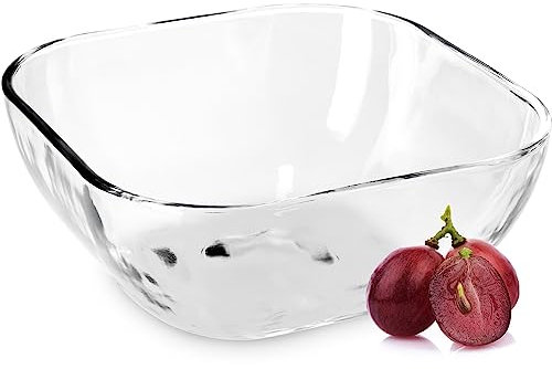 KADAX Saladier Carré en Verre Résistant, Bol à Salade de 3 Tailles, Transparent pour Fruits, Lavable au Lave-vaisselle (16 cm, Lot de 2)