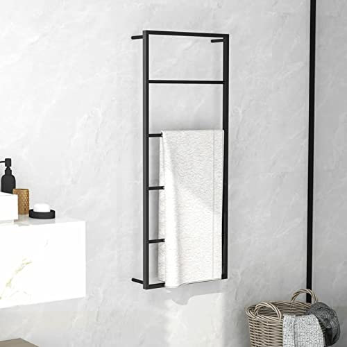 Handtuchständer Schwarz 45x10x115 cm Stahl, TANZEM Handtuchhalter, Handtuchleiter, Towel Holder, Garderobenleiste, Handtuchtrockner, Badetuchhalter, Handtuch Ständer