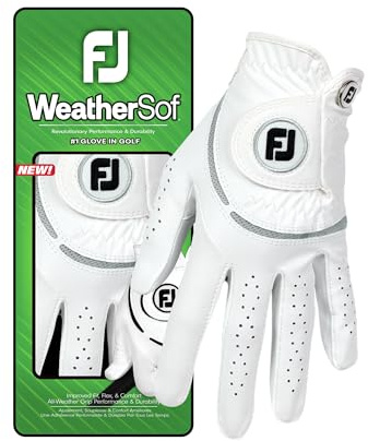 Footjoy WeatherSof - Guante de Golf para Mujer, Color Blanco/Gris
