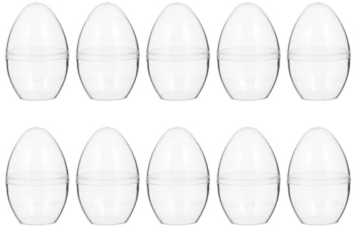 DEARMAMY 10Pcs Easter Fillable Eggs : 3.14Inches(8cm) Clear Easter Eggs - Flat Bottom for Treat DIY Bath Mold
