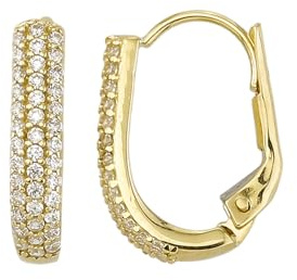 Ohrringe Creolen in Echt 585 Gold klassische, schlichte Ohrringe Ohrschmuck mit Zirkonia Steine Damen Schmuck Goldcreolen in Gelbgold inkl. Schmucketui | JC Trauringe 8501