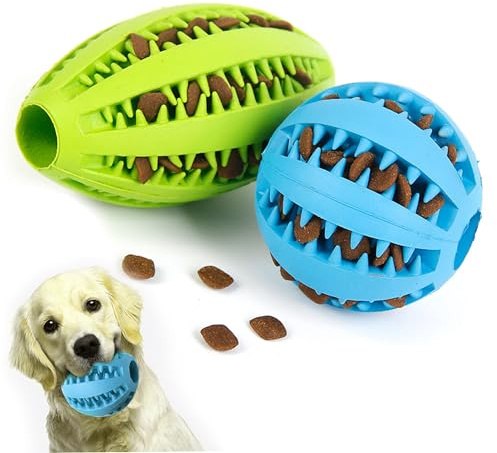 CEASELESLY 2pcs Jouet Chien Balle,Jouet Chien pour Cacher friandises,Balle Jouet pour Chien,pour Les Petits,Moyens,Jouet d'intelligence de dent d'entraînement pour Balle de Chien（Bleu）